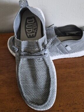 Hey Dude Light Grey Knit Slip-On Loafers